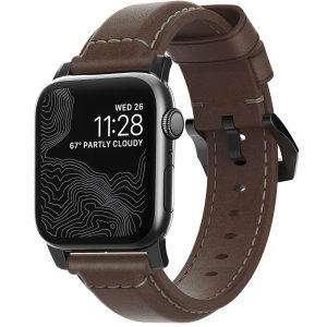 With this beautiful Rustic Brown Leather premium Traditional wrist strap from Nomad with Black hardware, express yourself and customise your beautiful new Apple Watch Series 1-4 to suit your personal sense of style.