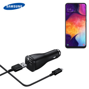 A genuine Samsung adaptive fast car charger and USB-C charging cable for your Samsung Galaxy A50. Incredibly stylish and fast, this charger is a must have, thanks to its sleek design and super fast charging rates.
