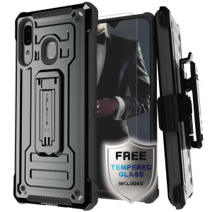 The Samsung Galaxy A20 Iron Armor 2 case in Black from Ghostek provides your Samsung Galaxy A20 with fantastic all-around protection. The Iron Armor 2 comes with a 9H tempered glass screen protector to ensure maximum all-round protection everyday.
