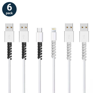Olixar Universal Cable Protectors - Black & White - 6 Pack