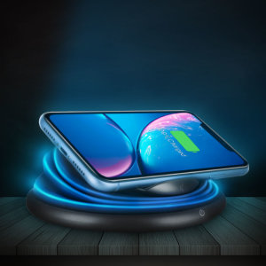 Das kabellose Flexylight-Schnellladegerät kann den Akku eines Smartphones ohne Kabel aufladen und verleiht dank der 4-Farben-LED-Lampe einen Hauch von Farbe.