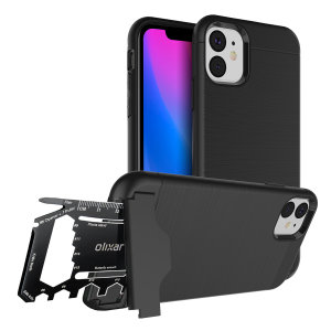 Préparez votre iPhone 11 à l'aventure avec la coque Olixar X-Ranger ultra-robuste en coloris noir tactique. Dotée d'un support béquille très pratique, d'un compartiment sécurisé pour l'outil multifonction inclus (ou votre carte bancaire), vous êtes désormais prêt à tout.