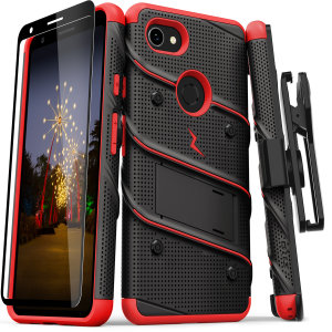 Equip your Google Pixel 3A XL with military grade protection and superb functionality with the ultra-rugged Bolt case in red and black from Zizo. Coming complete with a handy belt clip and integrated kickstand.