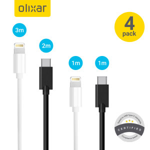 Pack de câbles USB-C & Lightning Olixar – Pack familial de 4