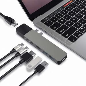 Through the use of the two USB-C ports on your MacBook, this HyperDrive NET 6-in-2 Hub will add 6 more connectors to your Macbook Pro/Air and other USB-C compatible devices. It is the most crowdfunded MacBook USB-C hub with Gigabit Ethernet.