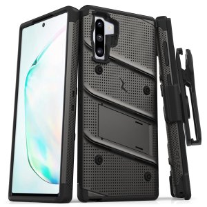 Equip your Samsung Galaxy Note 10 with military grade protection and superb functionality with the ultra-rugged Bolt case in Gunmetal from Zizo. Coming complete with a handy belt clip and integrated kickstand.