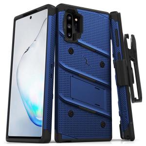 Equip your Samsung Galaxy Note 10 Plus with military grade protection and superb functionality with the ultra-rugged Bolt case in blue/black from Zizo. Coming complete with a handy belt clip and integrated kickstand.