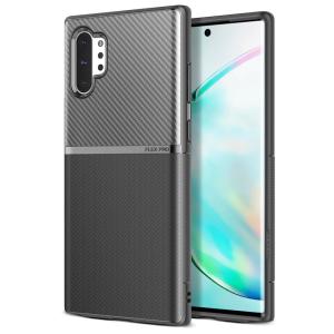 The Obliq Flex Pro Shell Case in black is a stylish and ergonomic protective case for the Samsung Galaxy Note 10 Plus 5G, providing impact absorption and fantastic grip due to its textured surface design.