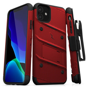 Equip your Apple iPhone 11 with military-grade protection and superb functionality with the ultra-rugged Bolt case in Red and Black from Zizo. Coming complete with a handy belt clip and integrated kickstand.