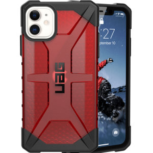 The Urban Armour Gear Plasma semi-transparent tough case in Magma for the iPhone 11 features a protective case with a brushed metal UAG logo insert for an amazing rugged and stylish design.
