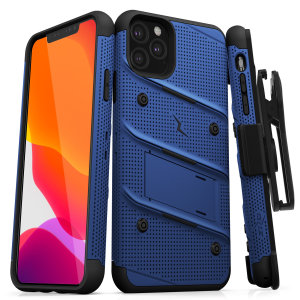 Equip your Apple iPhone 11 Pro Max with military-grade protection and superb functionality with the ultra-rugged Bolt case in Blue and Black from Zizo. Coming complete with a handy belt clip and integrated kickstand.