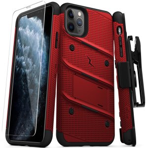 Equip your Apple iPhone 11 Pro with military-grade protection and superb functionality with the ultra-rugged Bolt case in Red and Black from Zizo. Coming complete with a handy belt clip and integrated kickstand.