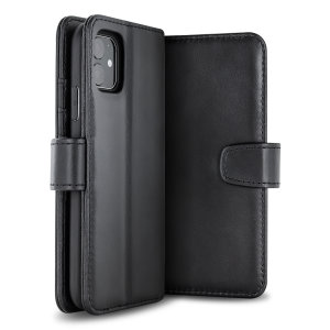 All the benefits of a wallet case but far more streamlined. The Olixar Genuine Leather case in black is the perfect partner for the iPhone 11 owner on the move. What's more, this case transforms into a handy stand to view media.