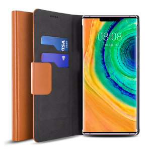 Olixar Leather-Style Huawei Mate 30 Pro Wallet Stand Case - Brown