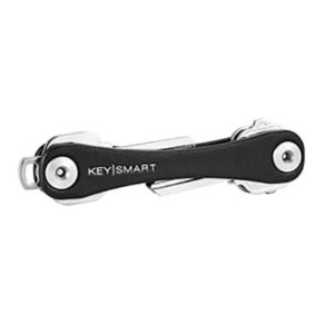 KeySmart Compact 8 Keys Multi-Accessory Leather Key Holder - Black