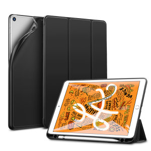 Protect your iPad 10.2 2019 with this supremely functional Black case with viewing stand feature, and compartment for your Apple Pencil. Also features smart sleep / wake functionality.