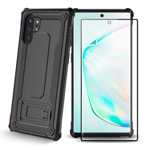 Equip your Note 10 Plus with a 360 degree protection with this new black Olixar Manta case & glass screen protector bundle. Enjoy a built-in kickstand designed for media viewing, whilst also compliments the case's futuristic & rugged military design.