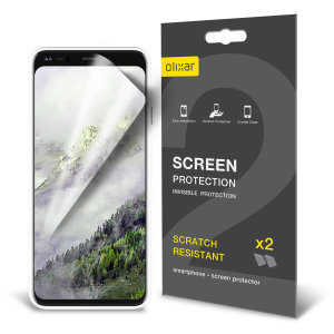 Keep your Google Pixel 4 XL's screen in pristine condition with this Olixar scratch-resistant screen protector 2-in-1 pack.