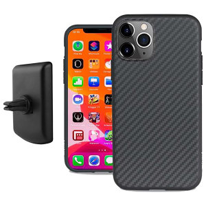 Protégez votre iPhone 11 Pro Max avec la coque Evutec Karbon en coloris noir. Ultra-mince et légère, elle a été conçue pour apporter une protection de niveau militaire à votre smartphone toute en lui offrant un style élégant. Sa conception en fibres d'aramide lui confère une grande résistance au quotidien. De plus, un support voiture magnétique pour grille d'aération est également inclus.