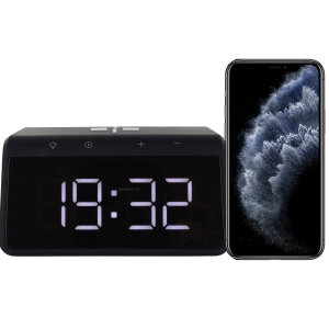 Réveil KSIX Alarm Clock iPhone 11 & chargeur rapide sans fil Qi – Noir