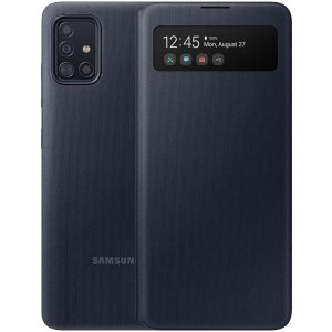 This Official Samsung S-View Flip Cover in Black is the perfect way to keep your Galaxy A51 smartphone protected whilst keeping yourself updated with your notifications thanks to the clear view front cover.