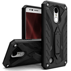 Equip your LG K8 Plus with military grade protection and superb functionality with the ultra-rugged, dual layered hybrid Static case in Black from Zizo. Coming complete with a handy kickstand for viewing media in both portrait and landscape.