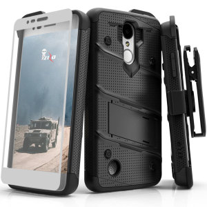 Equip your LG K8 2017 with military grade protection and superb functionality with the ultra-rugged Bolt case in black from Zizo. Coming complete with a handy belt clip, integrated kickstand, and screen protector.
