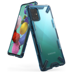 Keep your Samsung Galaxy A51 protected from bumps and drops with the Rearth Ringke Fusion X tough case in Blue. Featuring a 2-part, Polycarbonate design, this case lives up to military drop-test standards so you can rest assured that your device is safe.