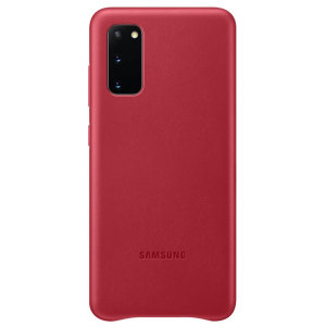 This Official Samsung Leather Cover in red is the perfect way to keep your Samsung Galaxy S20 smartphone protected in style, made out of genuine leather.