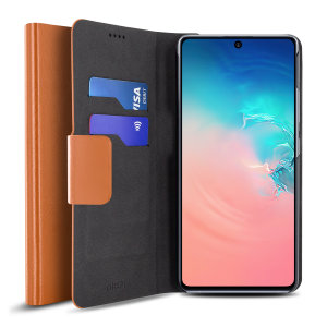 Olixar Leather-Style Samsung S10 Lite Wallet Stand Case - Brown