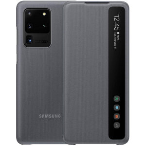 This Official Samsung Clear View Cover in grey is the perfect way to keep your Galaxy S20 Ultra smartphone protected whilst keeping yourself updated with your notifications thanks to the clear view front cover.