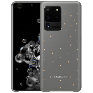 Protect your Samsung Galaxy S20 Ultra from harm with the intuitive LED official case from Samsung in grey. This LED smart case allows you to receive notifications, set mood lights, have icon features & connect with friends all through the LED lights.