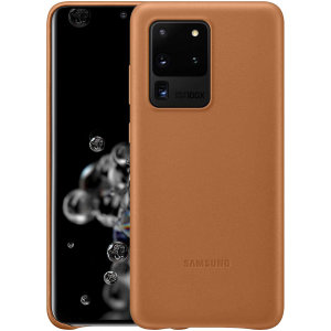 This Official Samsung Leather Cover in brown is the perfect way to keep your Galaxy S20 Ultra smartphone protected in style, made out of genuine leather.