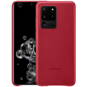 This Official Samsung Leather Cover in red is the perfect way to keep your Galaxy S20 Ultra smartphone protected in style, made out of genuine leather.