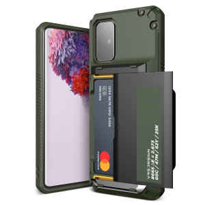 Protect your Samsung S20 Plus with this precisely designed Damda Glide Pro case in Green from VRS. Made with tough yet slim material, this hard-shell construction with soft core features patented sliding technology to store two credit cards or ID.