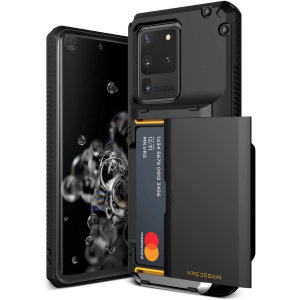 Protect your Samsung S20 Ultra with this precisely designed Damda Glide Pro case in Black from VRS. Made with tough yet slim material, this hard-shell construction with soft core features patented sliding technology to store two credit cards or ID.