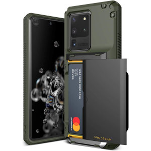 Protect your Samsung S20 Ultra with this precisely designed Damda Glide Pro case in Green from VRS. Made with tough yet slim material, this hard-shell construction with soft core features patented sliding technology to store two credit cards or ID.
