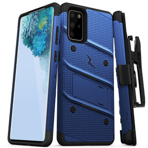 Equip your Samsung Galaxy S20 with military-grade protection and superb functionality with the ultra-rugged Bolt case in blue from Zizo. Coming complete with a handy belt clip and integrated kickstand.