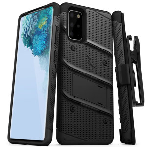 Equip your Samsung Galaxy S20 Plus with military-grade protection and superb functionality with the ultra-rugged Bolt case in black from Zizo. Coming complete with a handy belt clip and integrated kickstand.