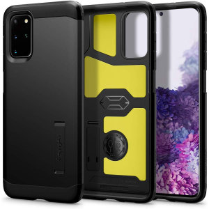 The Spigen Tough Armor in Black is the new leader in lightweight protective cases. The new Air Cushion Technology corners reduce the thickness of the case while providing optimal protection for your Samsung Galaxy S20 Plus.