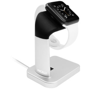 The Macally MWATCHSTAND is a stylish & sturdy stand specially designed for ALL Apple Watches. The stand has cut outs to perfectly fit your Apple Watch charger and to channel the charging cable and helps you keep your desk/nightstand organized and clean.