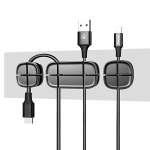 Baseus Cross Peas Adhesive 3 Port Premium Cable Organiser - Black