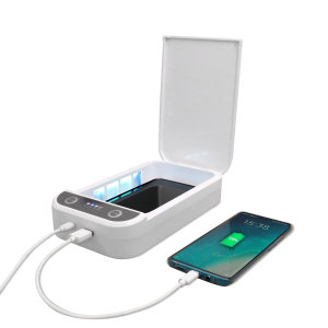 Introducing the 4smarts MyGuard phone Sterilizer and charger. Featuring UV lights, MyGuard cleanses your phone from bacteria and viruses, while also having the capability of charging your phone at the same time.