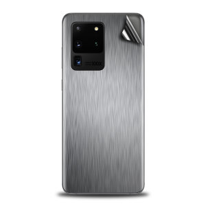 Olixar Samsung Galaxy S20 Ultra Phone Skin - Brushed Metal Silver