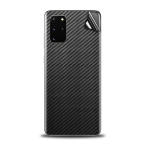 Olixar Samsung Galaxy S20 Plus Phone Skin - Black Carbon Fibre