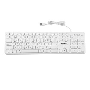 Full-size keyboard with soft-touch keys including a numeric keypad and Mac shortcut keys. The streamlined, low-profile design makes the keyboard unobtrusive and takes up minimal space on your desk