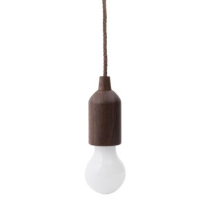 This battery-powered pull light can be hung anywhere around the house, in the garage or taken outside to provide some extra light when you are camping. With a chocolate brown wood finish the pull light looks vintage and great wherever you use it.