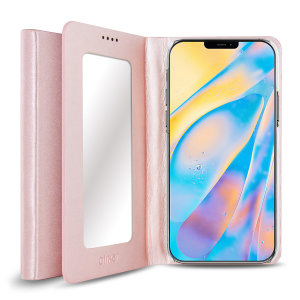 Olixar Leather-Style iPhone 12 Mirror Stand Case - Rose Gold