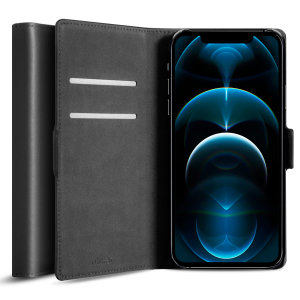 Olixar Genuine Leather iPhone 12 Pro Max Wallet Case - Black