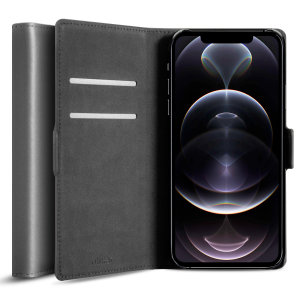 Olixar Genuine Leather iPhone 12 Pro Wallet Case - Grey